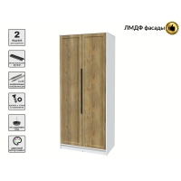 Шкаф распашной Тренд КТ-Ш2 (Белый платинум ЛДСП/ Дуб вотан ЛМДФ) Ш918 В2128 Г547